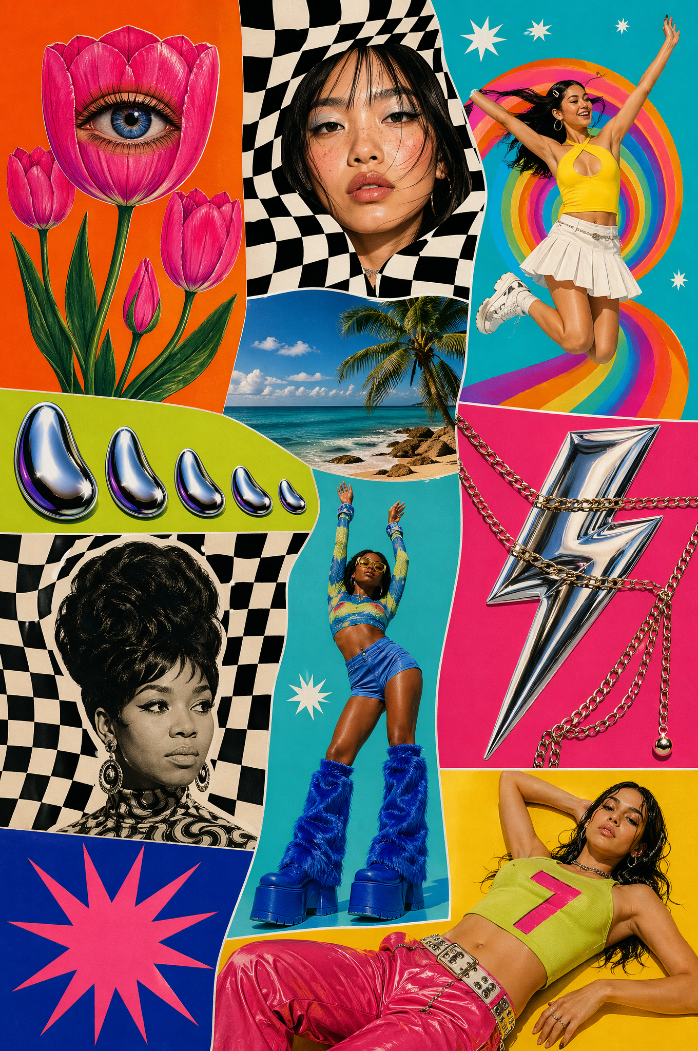 Pop-art collage moodboard.