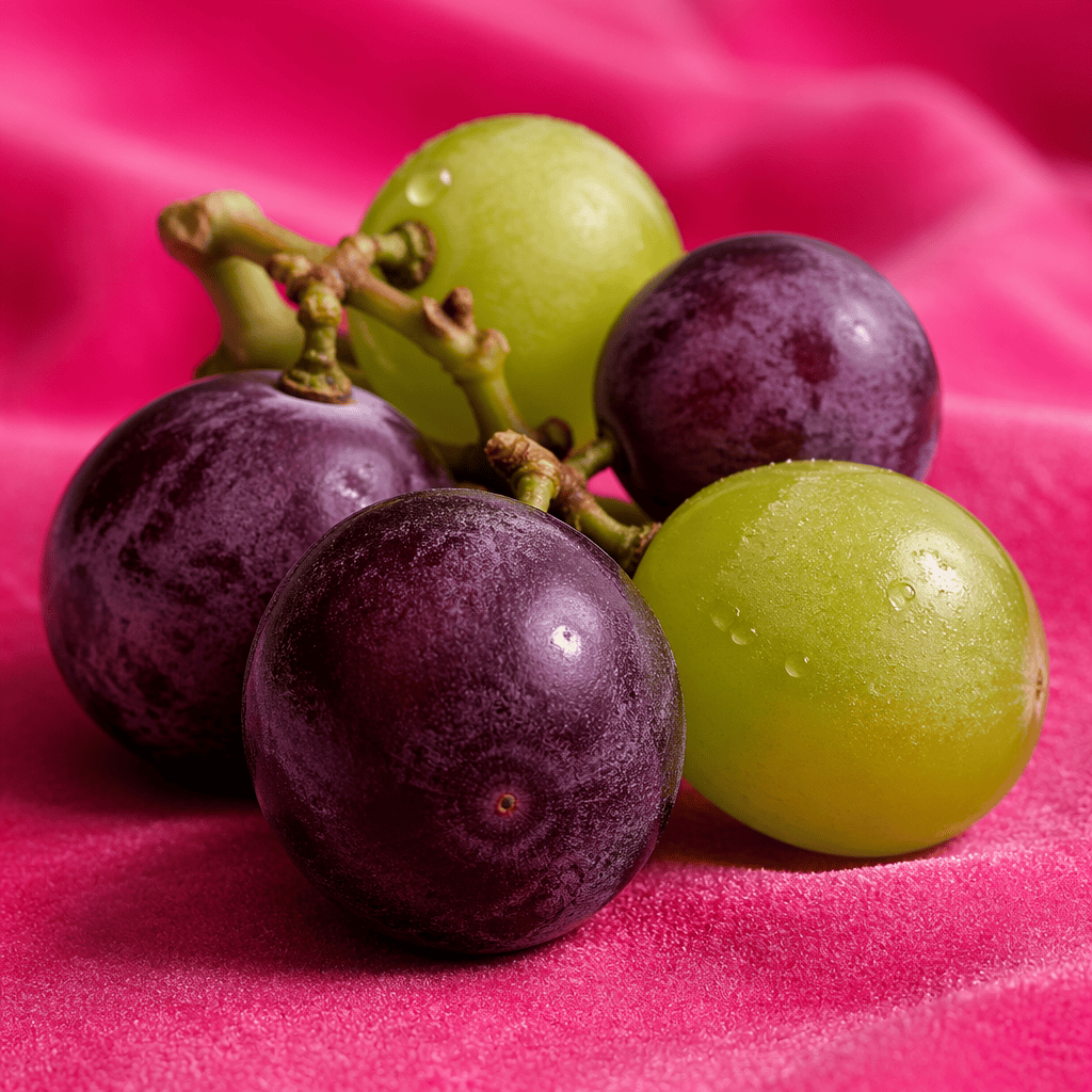 Macro grapes — low quality.